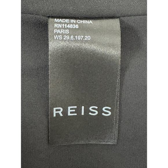 Reiss Paris Printed Mini Ruffle Chiffon Dress in Cream/Black Size 12 - Picture 7 of 16